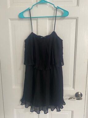 Zara Black Ruffled Neckline Mini Dress